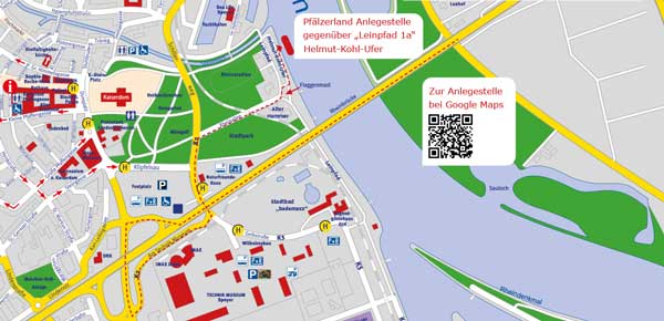 Anfahrtskizze zum Fahrgastschiff Pfälzerland in Speyer